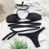 Solid Color Swimsuit Women Strappy Swimsuit Sexy Bikini - ROUTINE FASHION